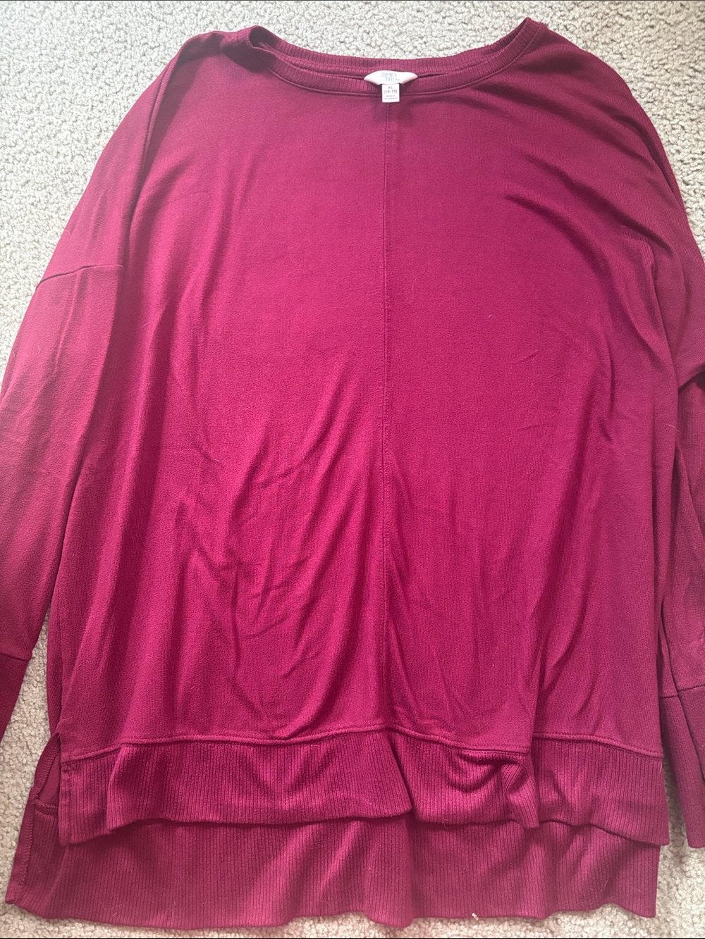 Time and Tru Women's Scoop Neck Sweater - Berry
